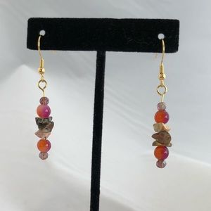 Handmade glass bead and stone earrings